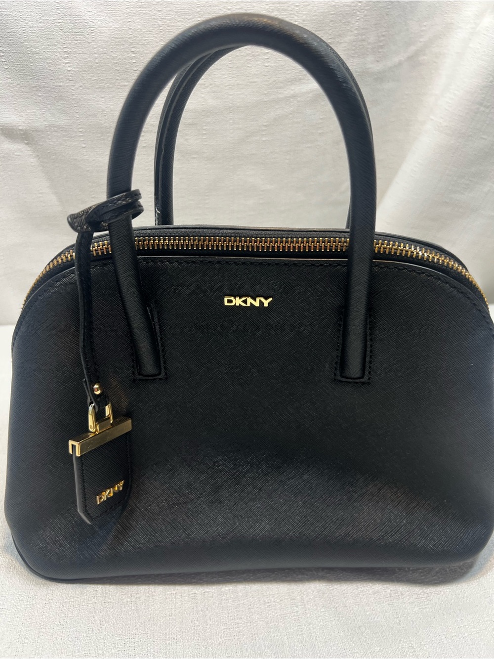 DKNY Bryant Black Saffiano Leather Dome Satchel – Excellent Condition (No Strap)